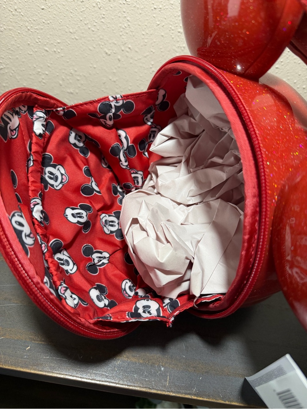 Loungefly Disney Mickey Mouse Red Glitter hard case crossbody bag - Picture 5 of 7